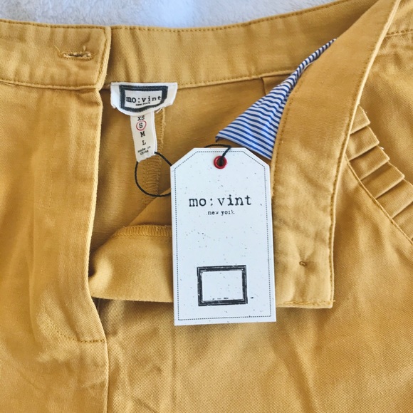 Mo:Vint Mustard Yellow Pleated Pocket Lolita Pants, NWT, Size S - Picture 5 of 6